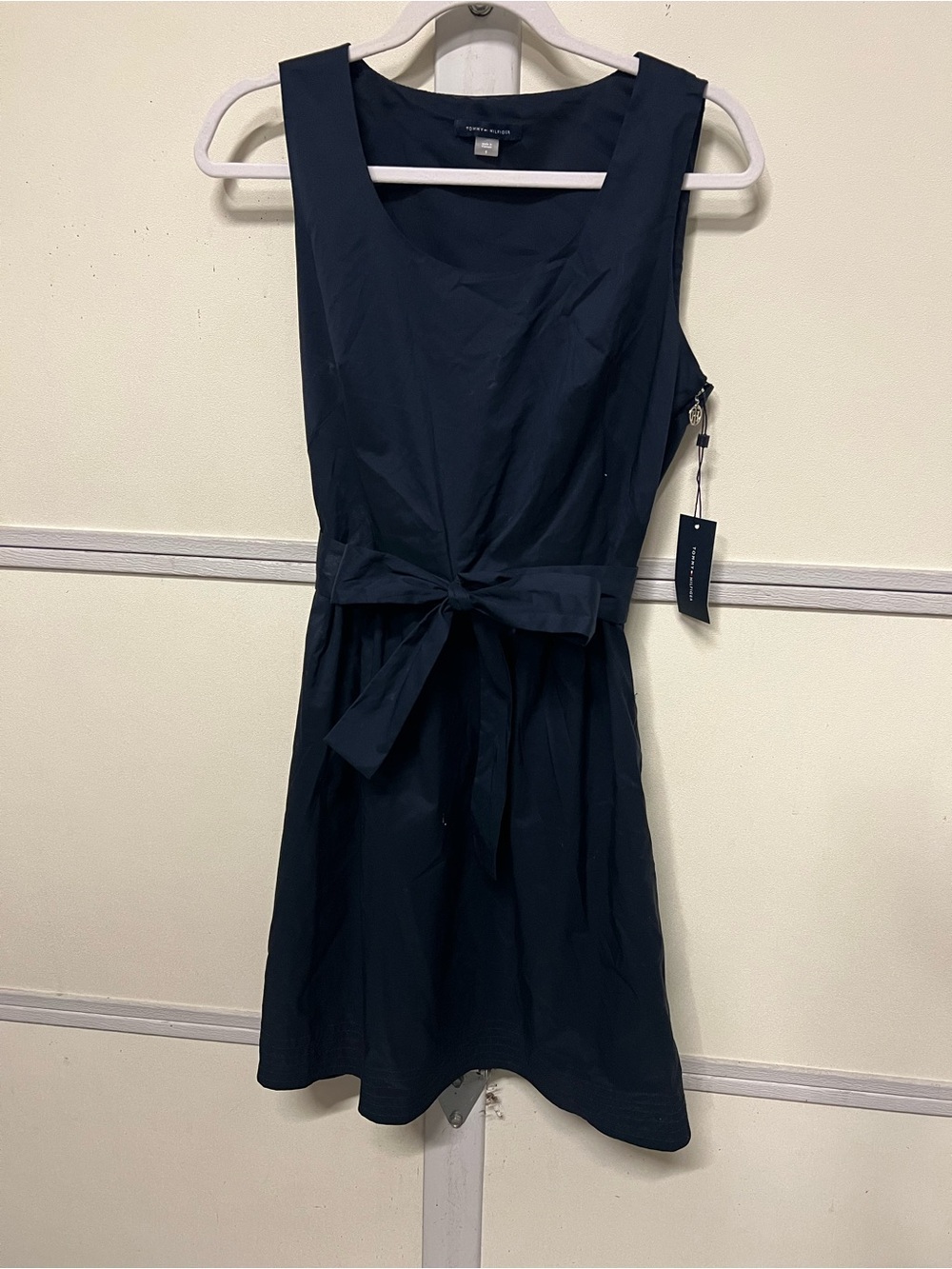 Tommy Hilfiger Navy Sleeveless Tie-Waist Dress